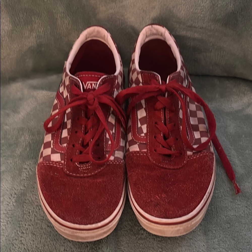 Vans Kids Red and White Checkered Sneakers youth size 6 pristine